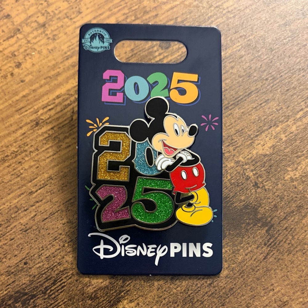 Disney Multicolor Mickey Mouse 2025 Glitter Number Pin